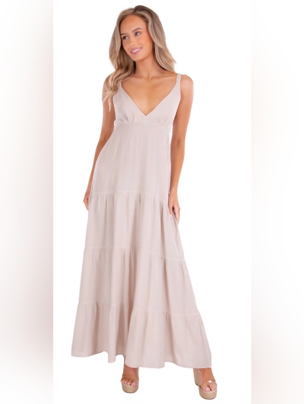 Sea Spice Samantha Maxi Sleeveless V-Neck Dress 100% Peruvian Cotton Large